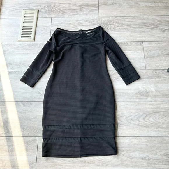 Joseph  Ribkoff Boat Neck Sheath Dress with Mesh Inserts - Picture 4 of 16